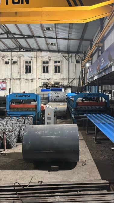 Steel coil inside the shed