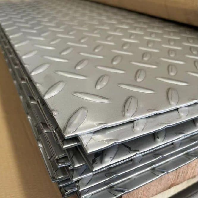 Stack of MS chequered (diamond) plates